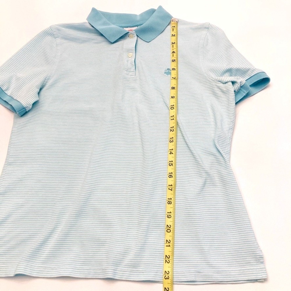 Brooks Brothers Aqua Striped Polo Shirt 100% Cotton Women's Large - Picture 6 of 8